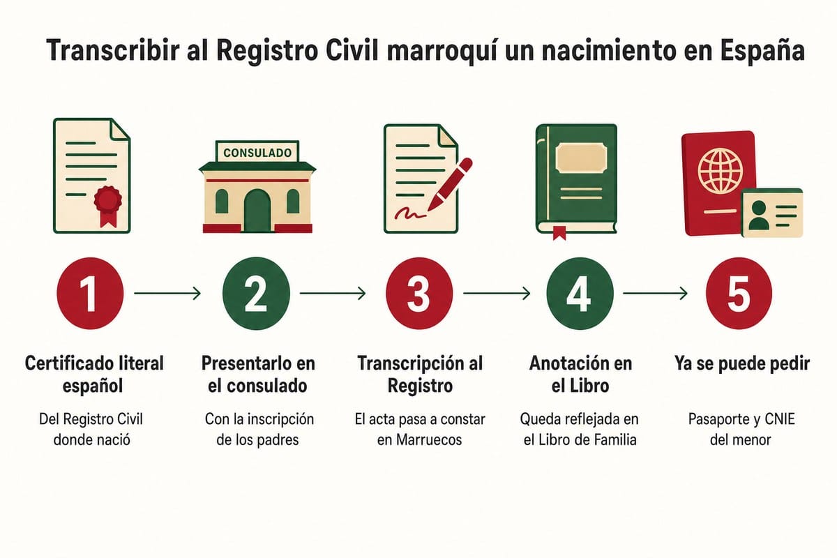 Transcribir al Registro Civil marroquí un nacimiento en España